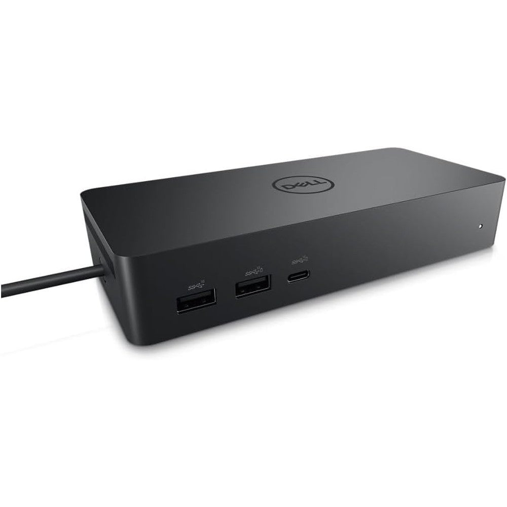 Dell Universal Dock UD22 black front view showing premium laptop charging station connectivity hub