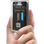 Orico transparent mSATA SSD enclosure front view showcasing clear casing design