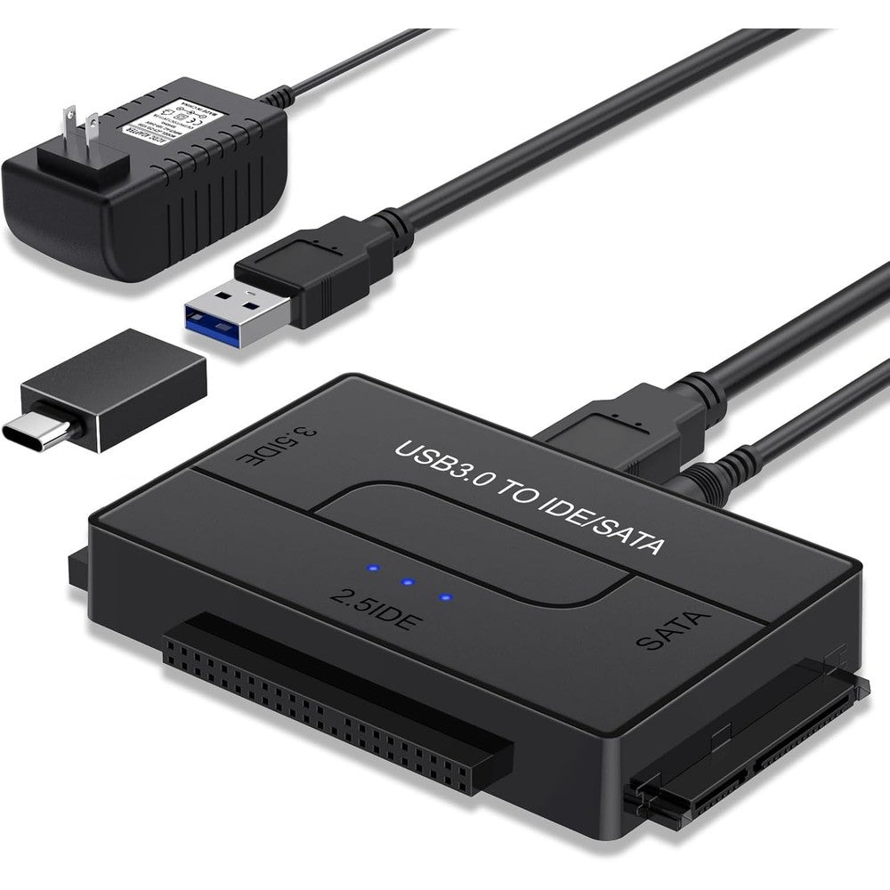 YINNCEEN USB 3.0 to SATA IDE hard drive reader front view connecting a desktop drive