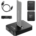 AMZPILOT M.2 NVMe and SATA to USB C docking station front view external drive reader