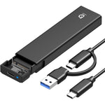 Xiaobi M.2 NVMe SSD Enclosure front view showing sleek aluminum alloy design and premium build quality.