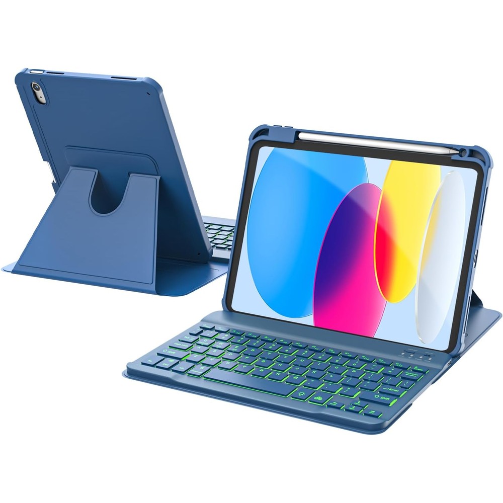 RAYMCRAFT iPad eleventh generation keyboard case navy blue front view