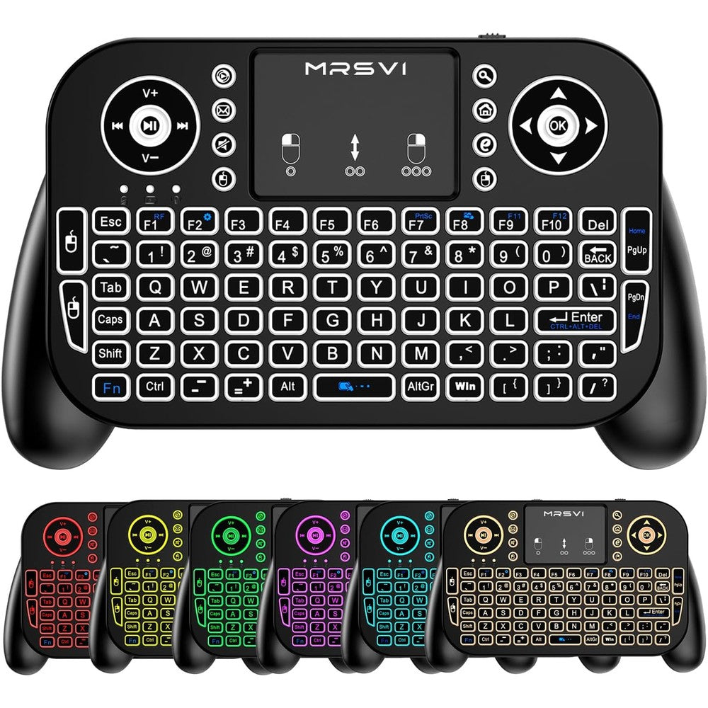 MRSVI mini wireless keyboard front view highlighting QWERTY keys