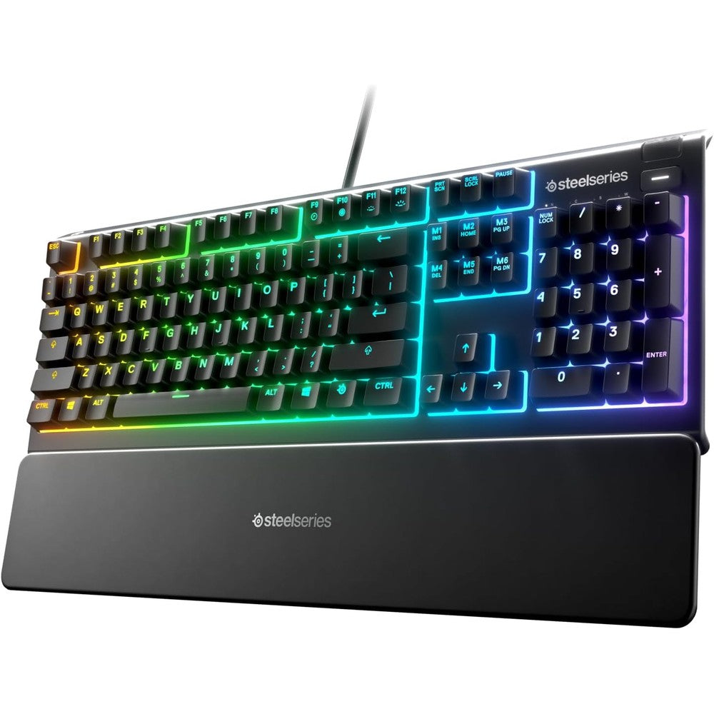 SteelSeries Apex 3 RGB Gaming Keyboard front view showing ten zone illumination