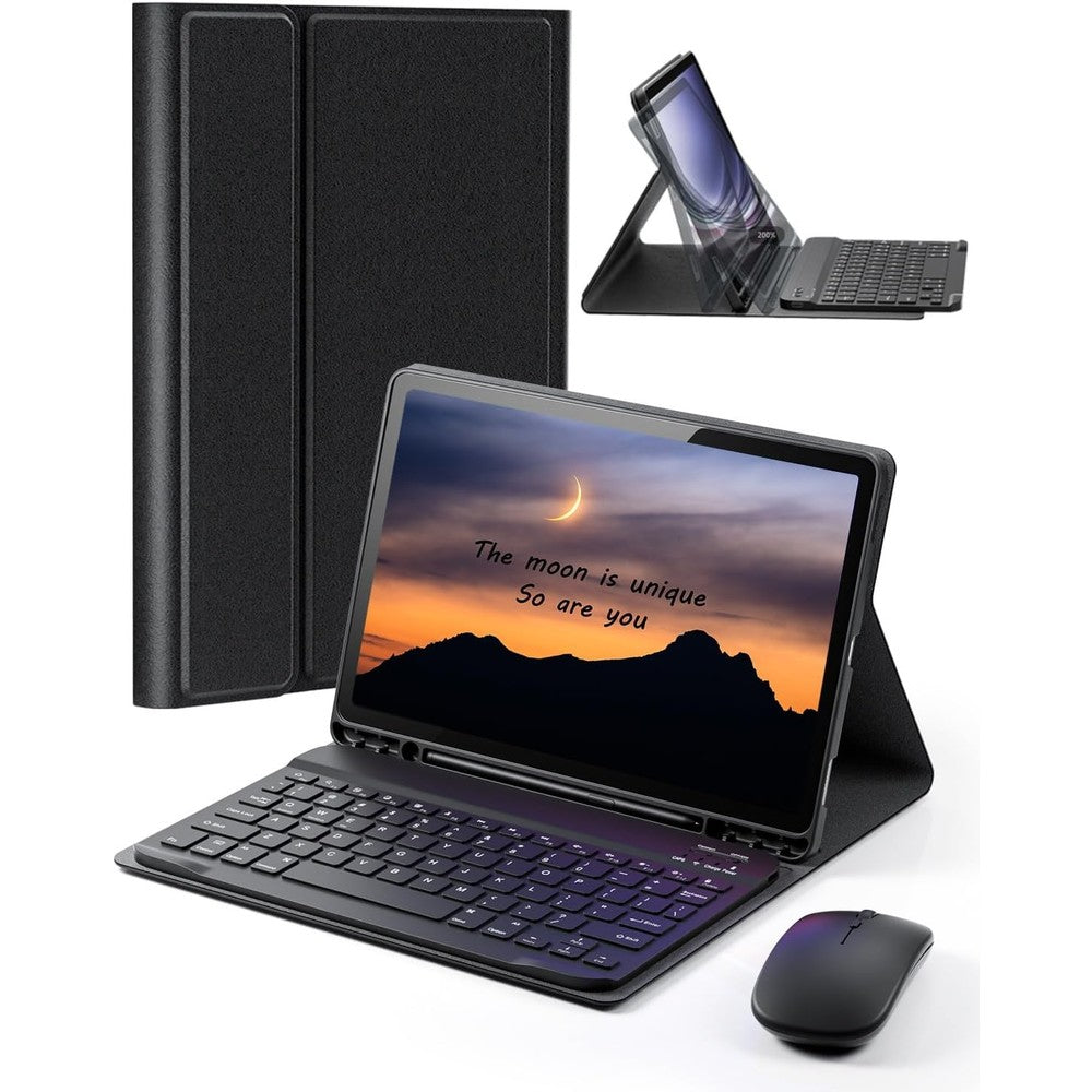 TUNKARMOR case keyboard for Samsung Galaxy Tab A8 front view showing open folio layout
