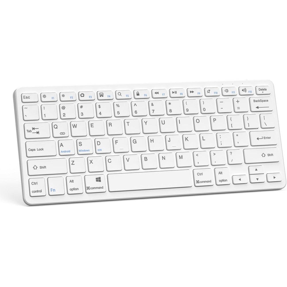 MMK Portable Bluetooth Keyboard for iPad in white front view displaying the full 78 key layout