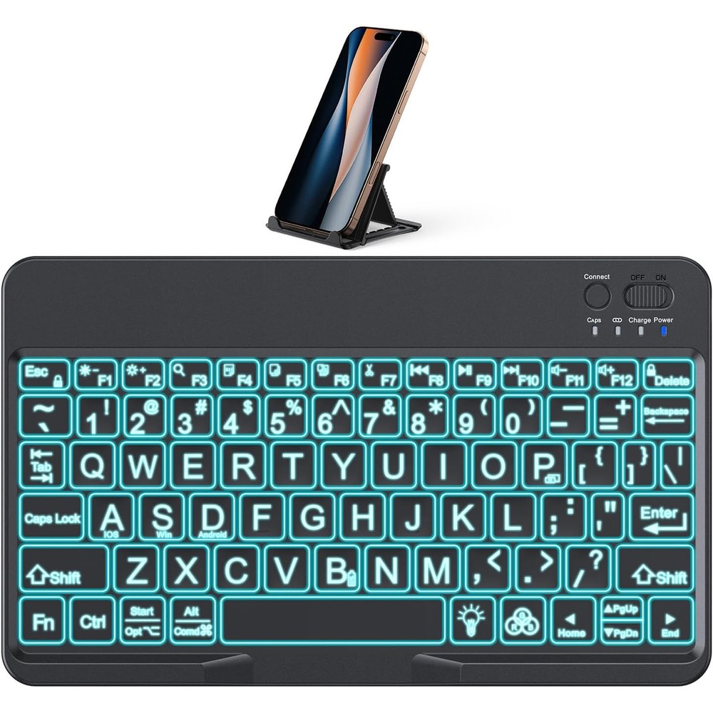 OMOTON Large Print Bluetooth Keyboard front view showing high contrast enlarged keycaps for iPad