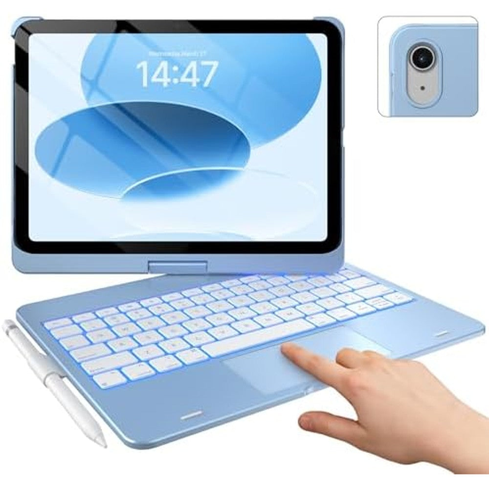 Typecase Touch iPad tenth generation keyboard case front view showing illuminated keys