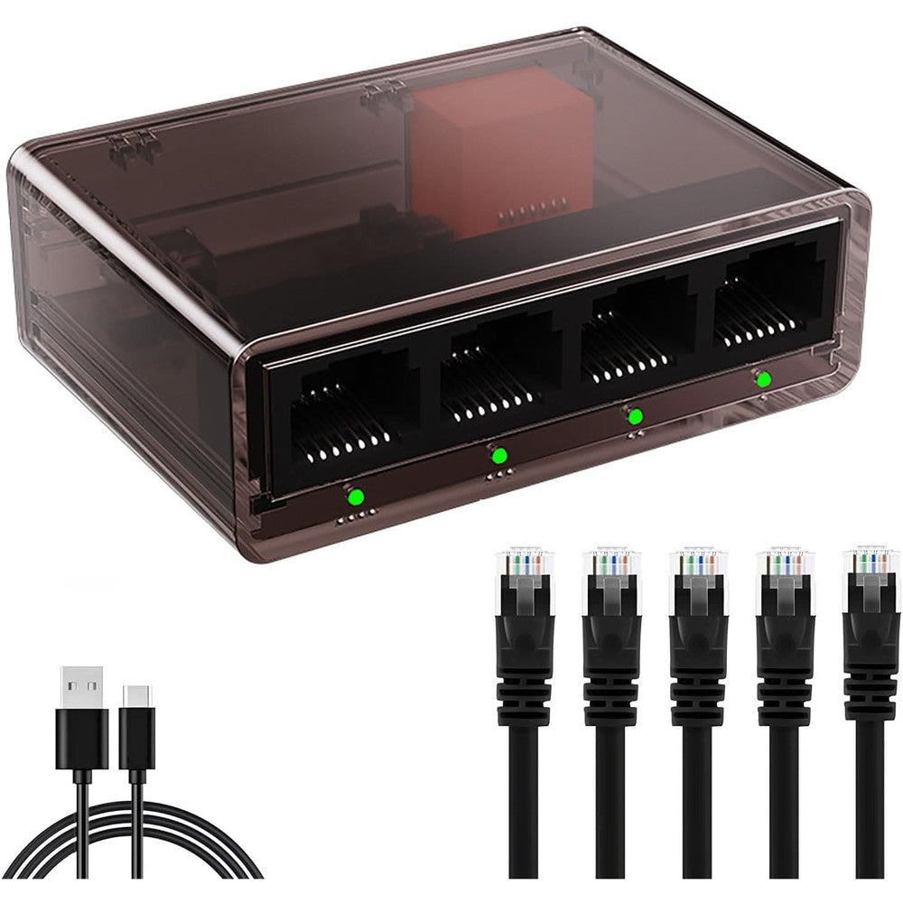 Litbla Gigabit Ethernet Splitter 4 port switch front view