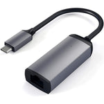 Satechi Aluminum Type-C Gigabit Ethernet Adapter front view in space gray