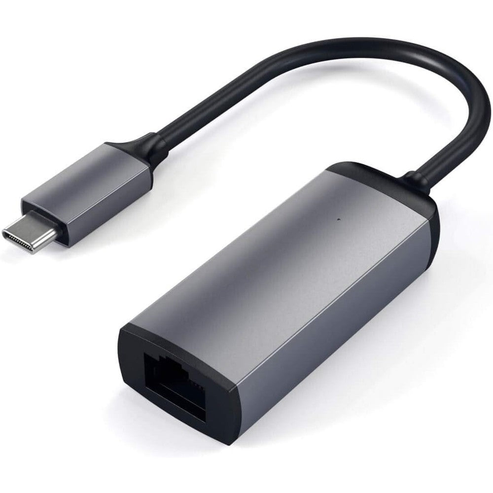 Satechi Aluminum Type-C Gigabit Ethernet Adapter front view in space gray