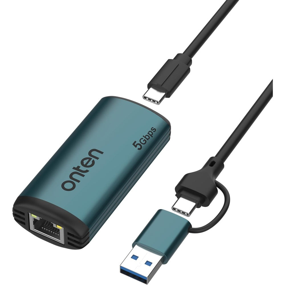 Onten USB-C to Ethernet adapter front view showing RJ45 port