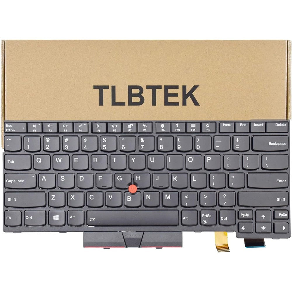 TLBTEK backlit laptop keyboard replacement front view showcasing the full US English layout and central pointer.