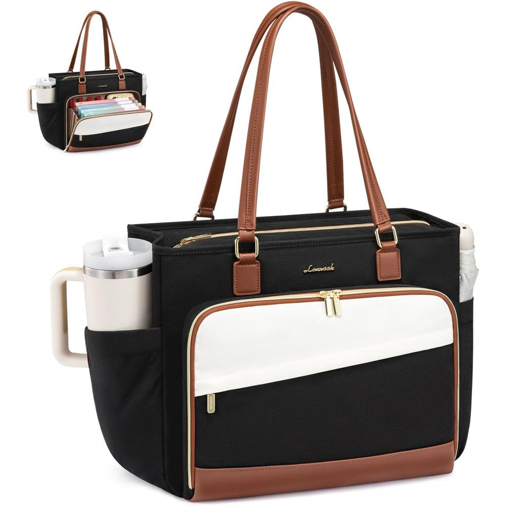 LOVEVOOK teacher tote bag front view showing professional structured design and water resistant material.