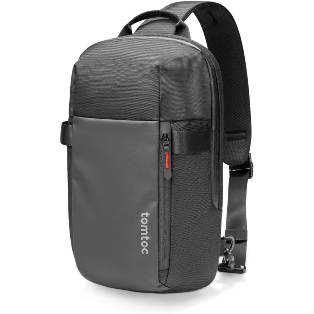 Tomtoc Navigator T24 seven-liter sling backpack front view in minimalist black color