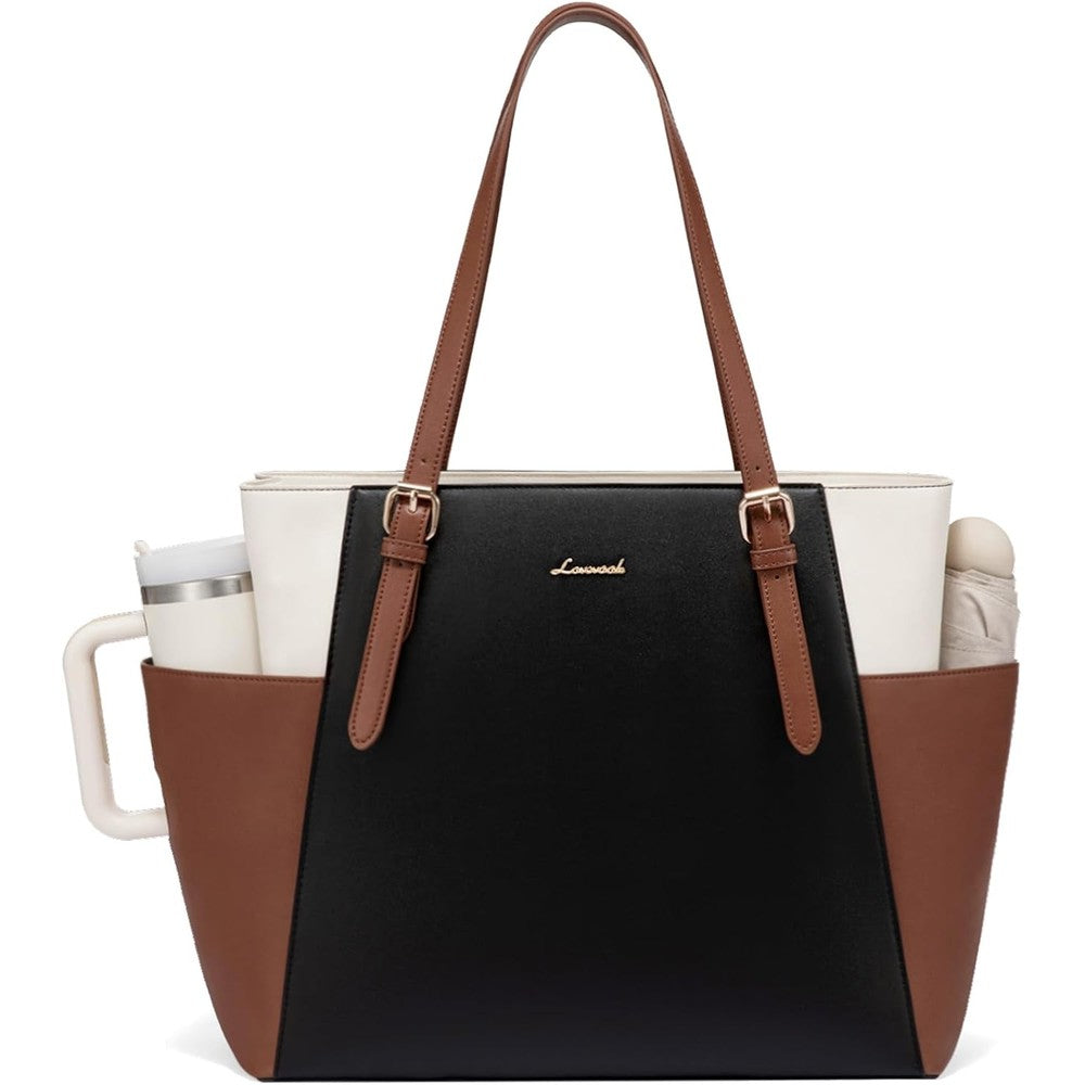 Lovevook laptop tote bag for women front view professional leather work briefcase