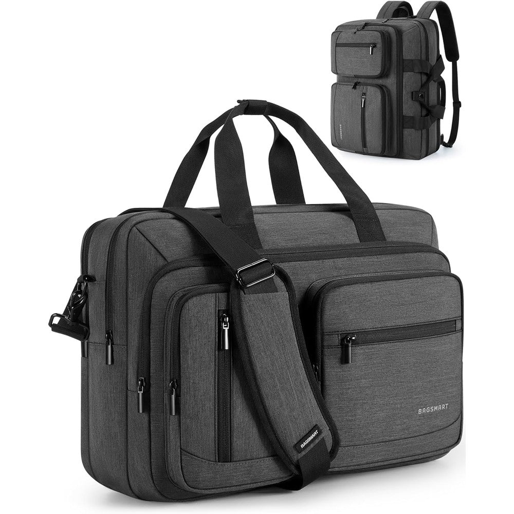 BAGSMART 3 In 1 Laptop Bag front view in professional black style