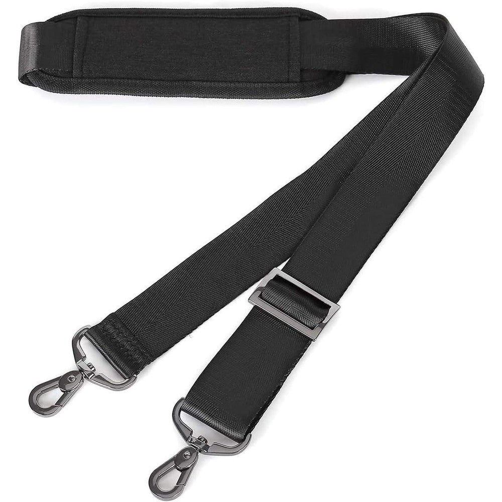 MOSISO 56 Inch Universal Replacement Shoulder Strap front view displaying the thick padded section and metal hooks