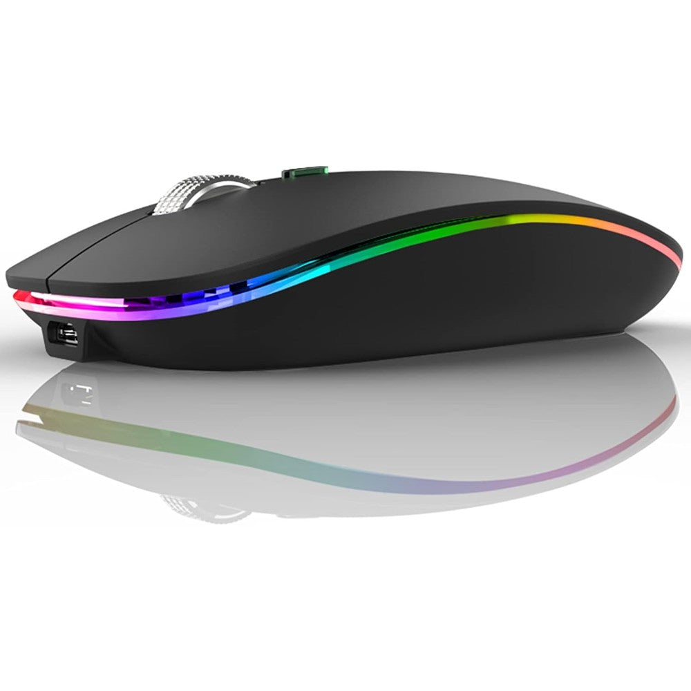 TENMOS wireless bluetooth mouse in matte black front view showcasing slim design