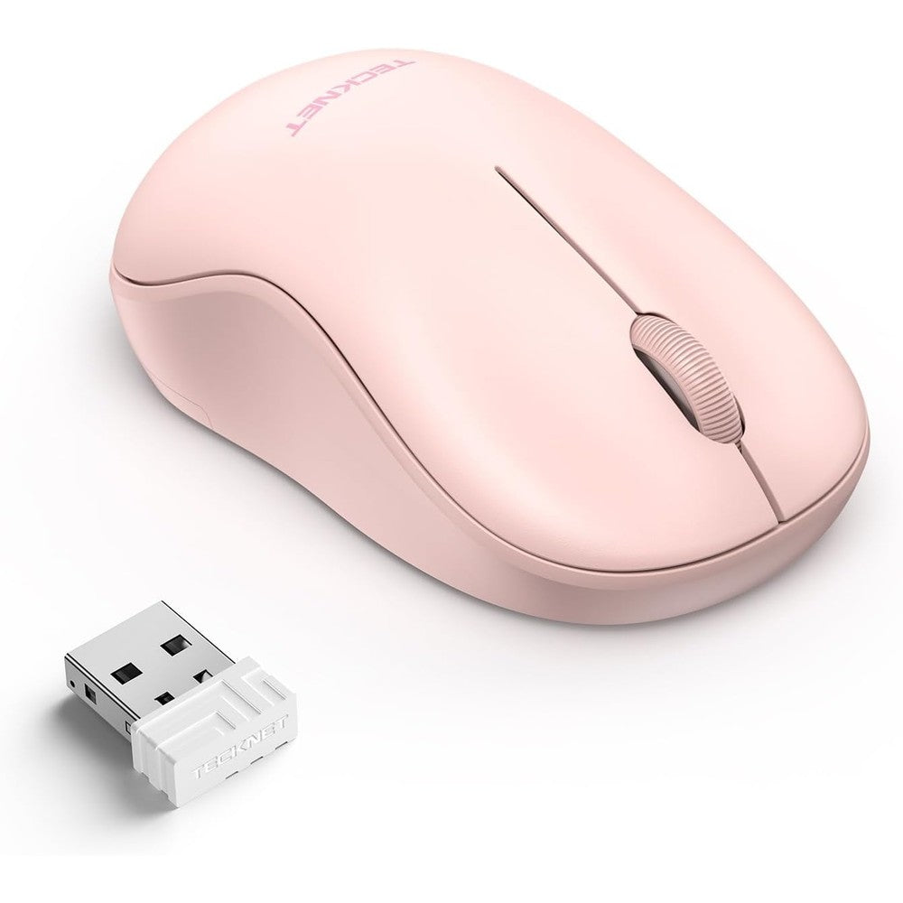 TECKNET wireless mouse front view pink silent computer peripheral