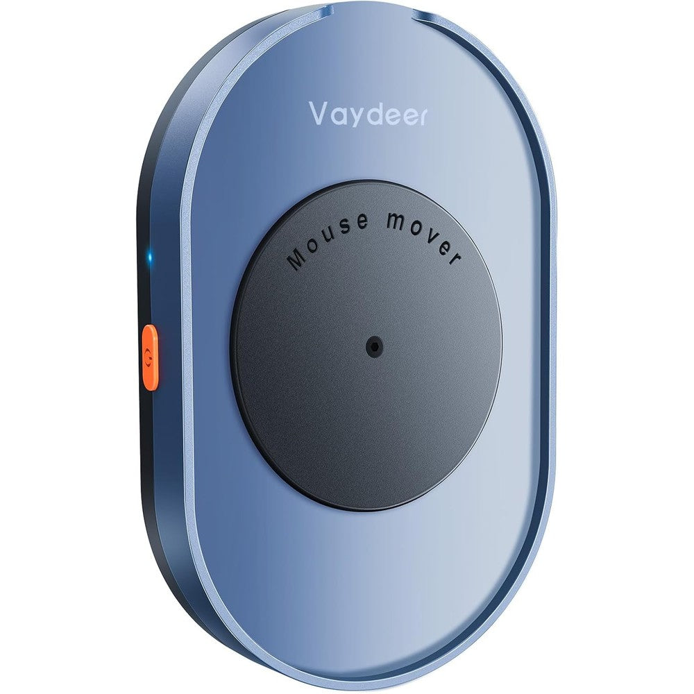 Vaydeer undetectable mouse jiggler device dark blue front view showing mechanical rotating turntable