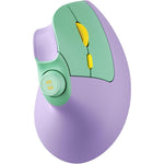 Seenda ergonomic vertical wireless mouse purple front view showing comfortable handshake design.