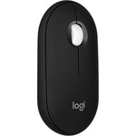 Logitech Pebble Mouse 2 M350s front view showcasing its slim graphite black profile.