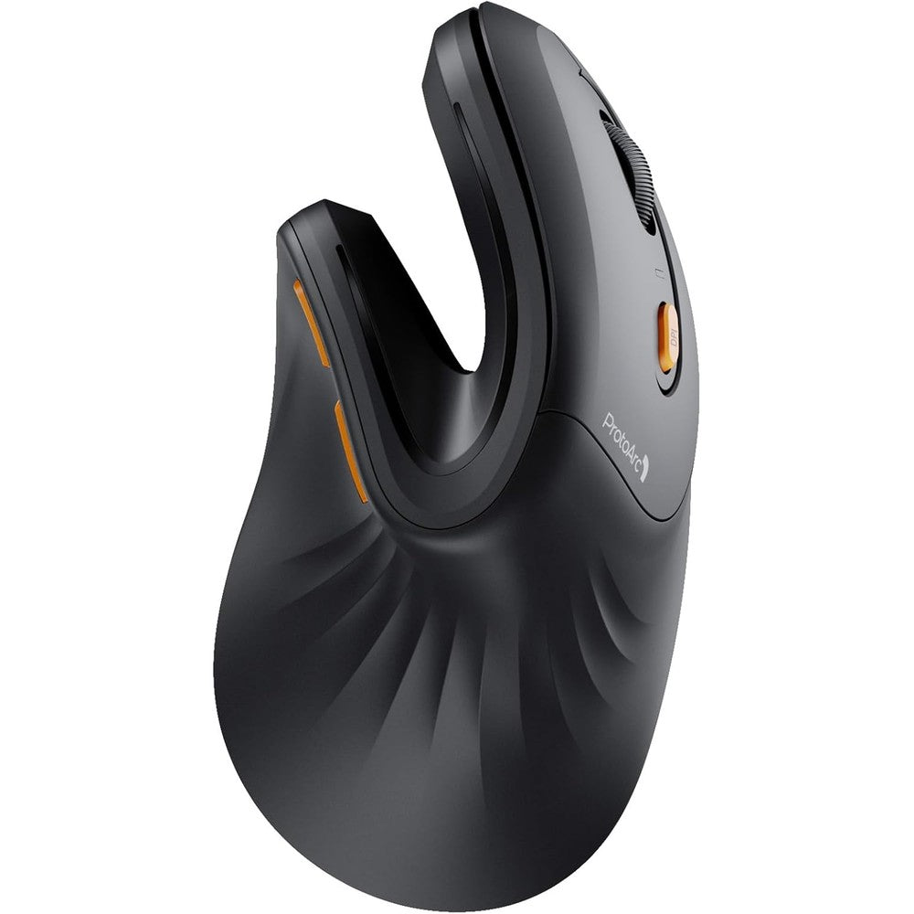 ProtoArc EM11 NL ergonomic vertical wireless mouse front view highlighting the natural handshake design.