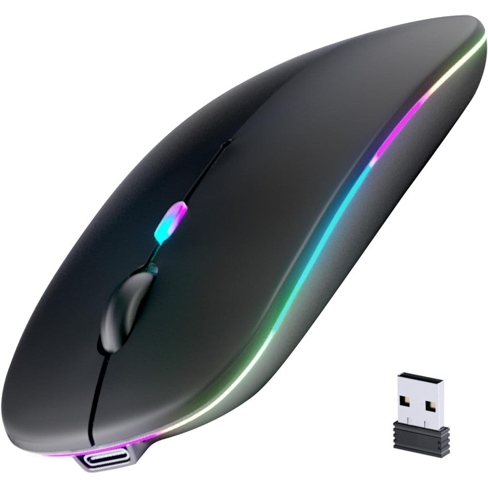 Afaartcci wireless bluetooth mouse front view showing matte black finish
