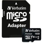 Verbatim Premium 16GB microSDHC memory card retail packaging front view