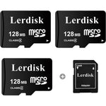 Lerdisk micro SD card 128MB pack of three front view wholesale memory cards
