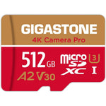 Gigastone 512GB micro SD card front view showing 4K Camera Pro branding