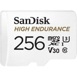 SanDisk 256GB High Endurance microSDXC card front view for dash cams