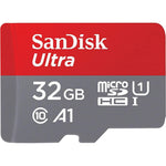 SanDisk Ultra microSDHC memory card front view displaying branding and capacity indicators