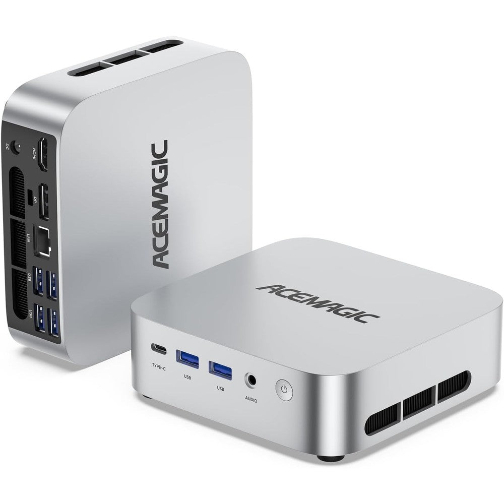 Acemagician M1 Mini PC front view silver metal design