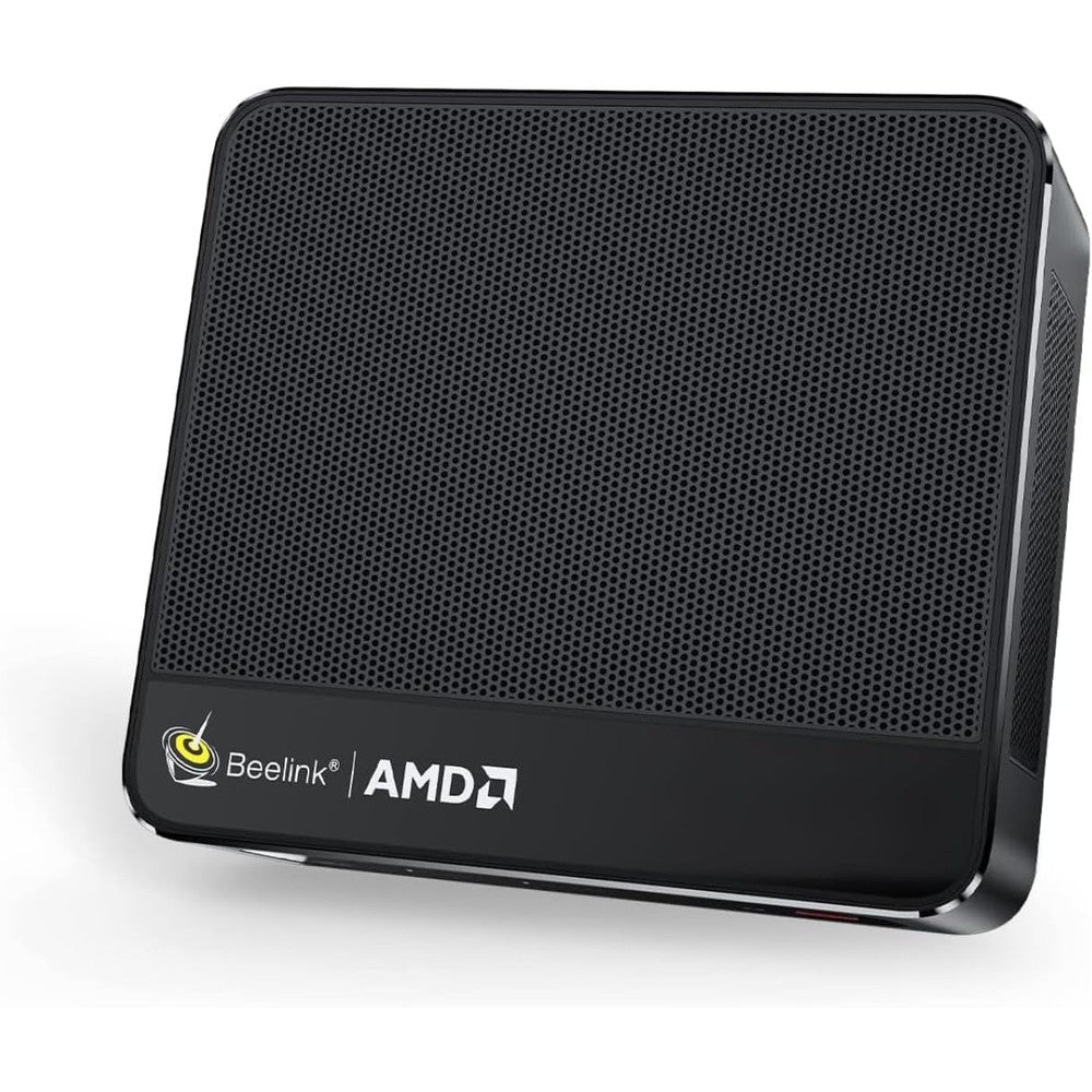 Beelink SER5 Mini PC front view showing power button and USB ports