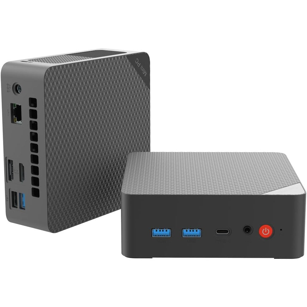 Qazipo Mini PC front view showing compact design