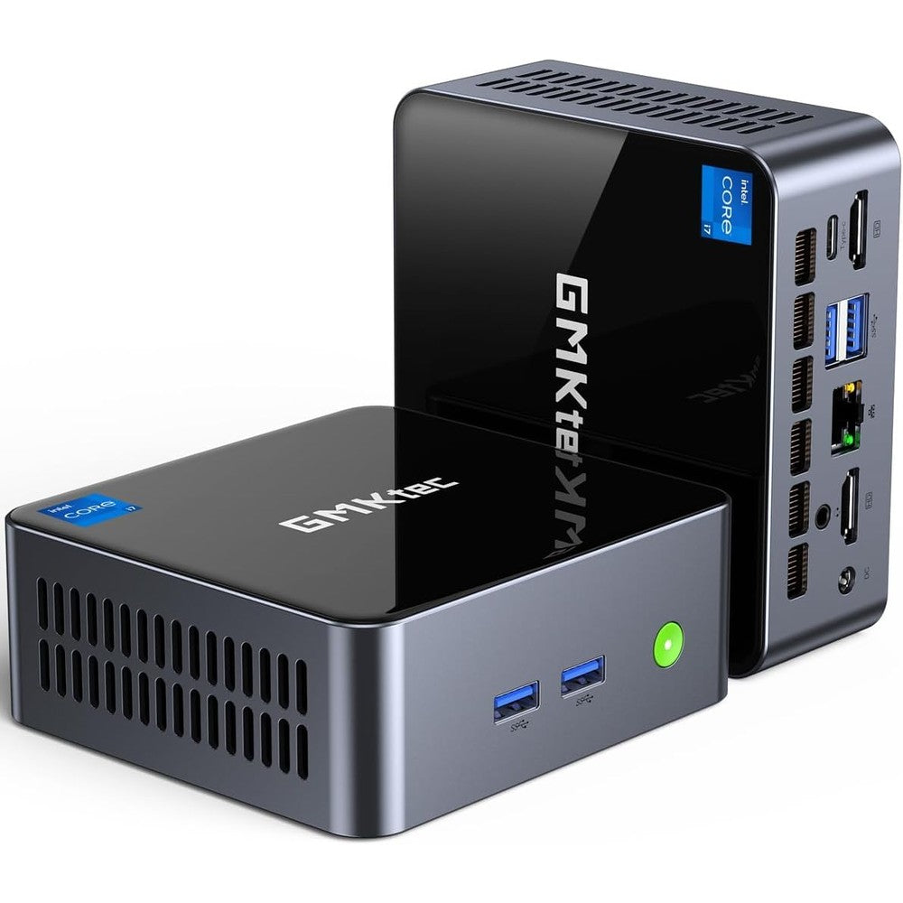 GMKtec NucBox M2 Pro mini PC front view showing compact premium metallic housing layout