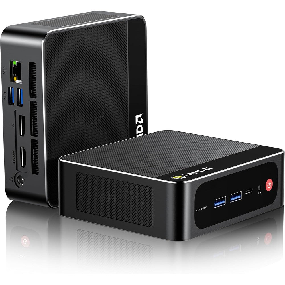 Beelink SER5 MAX Mini PC front view showing power button and ports