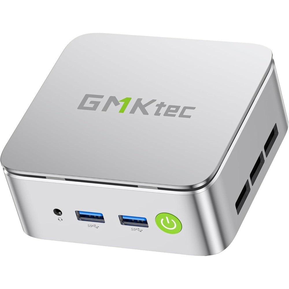 Gmktec G10 Mini PC front view showing compact design and connectivity