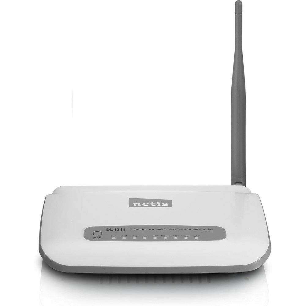 Netis DL4311 Wireless N150 ADSL2+ Modem Router front view showing status indicator lights
