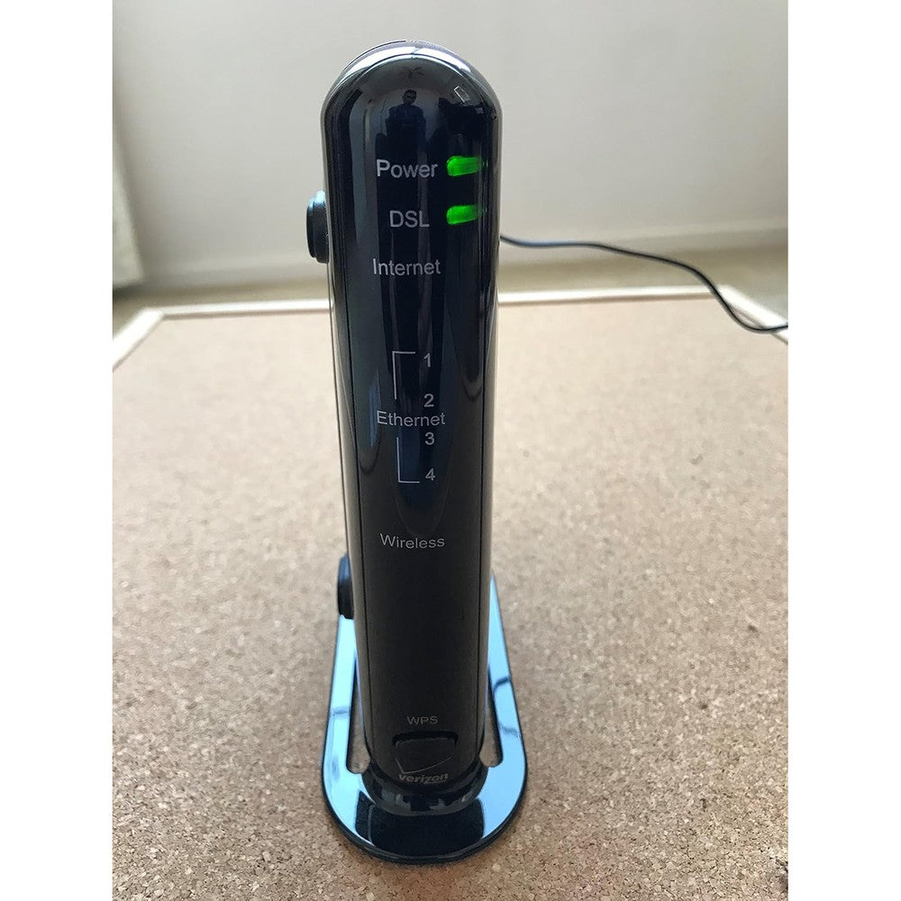 Actiontec Verizon High Speed DSL Wireless N Modem and Router front view showing LED status indicators.