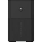 Motorola MT8733 Wi-Fi 6 cable modem router combo front view showcasing sleek black vertical design.