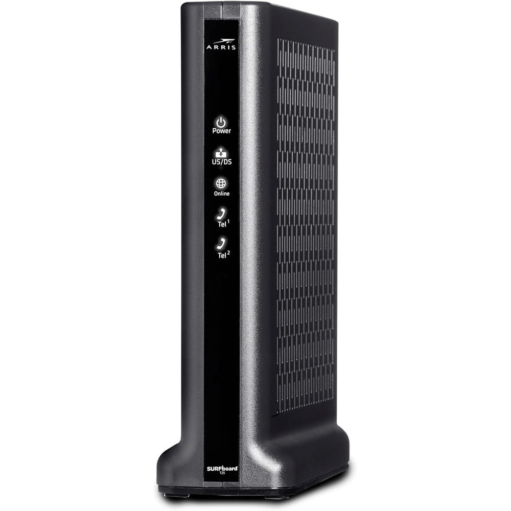 Arris T25 cable modem front view showing status lights.