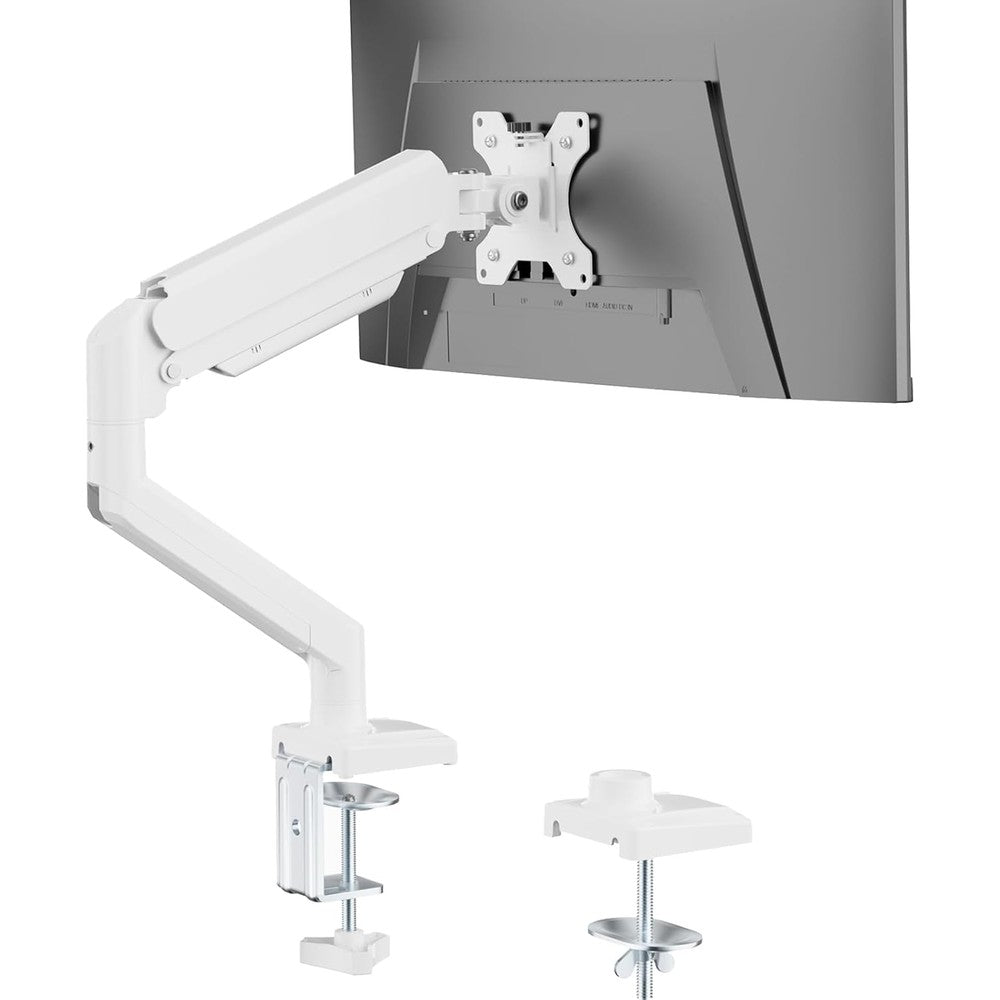 WALI Single Monitor Gas Spring Arm Mount front view white finish