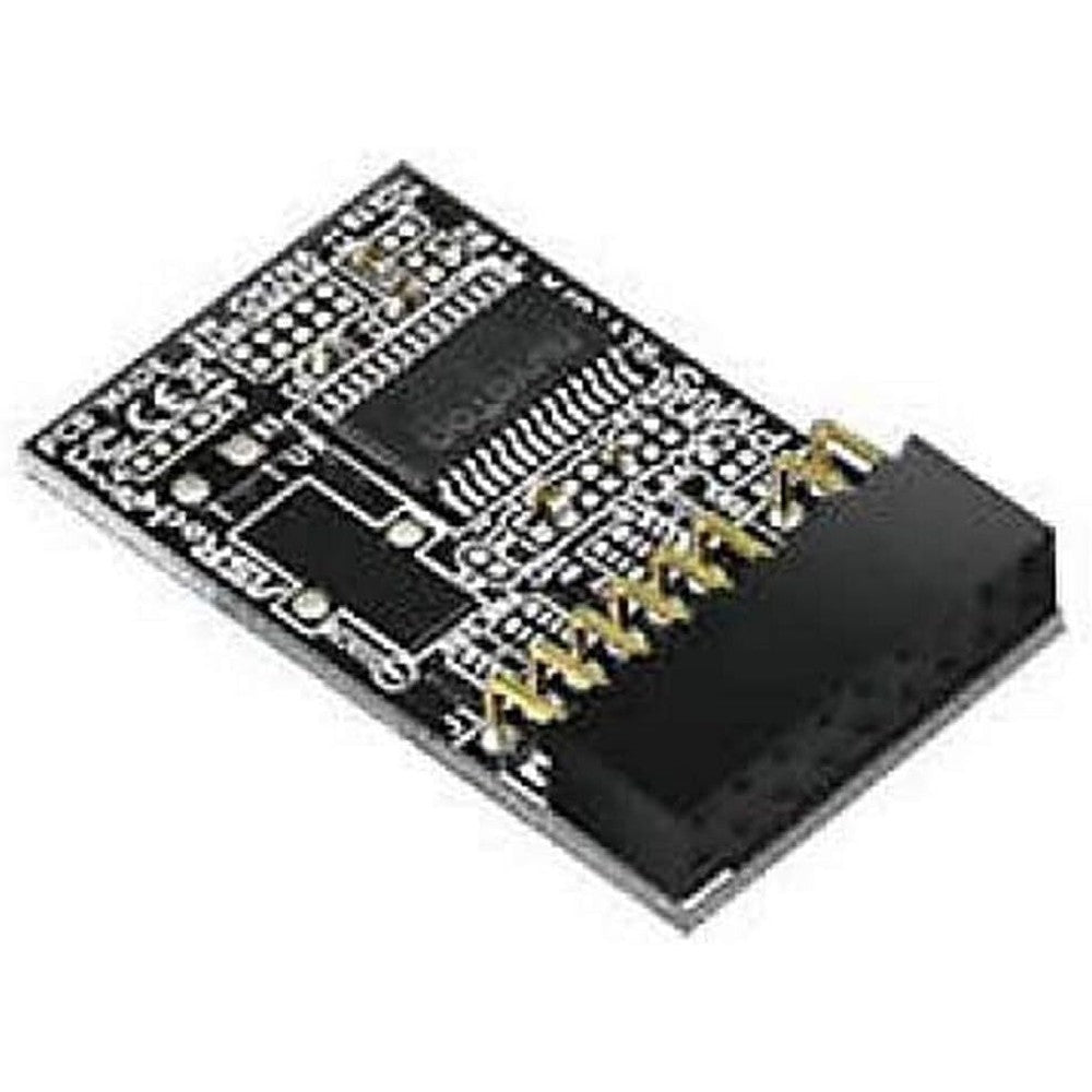 ASRock TPM2-S TPM 2.0 security module front view showing the Nuvoton controller chip.