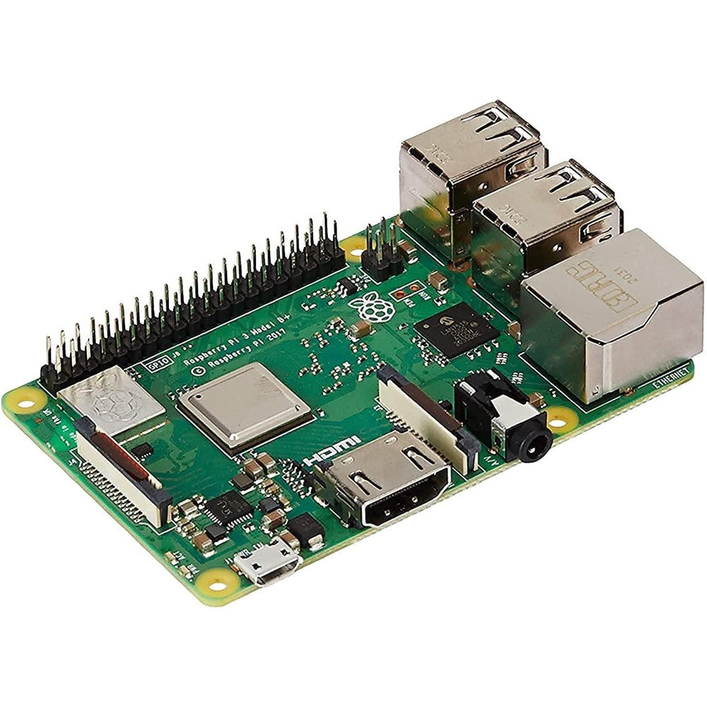 Raspberry Pi Element14 3 Model B Plus Motherboard front view showing CPU and RAM chips