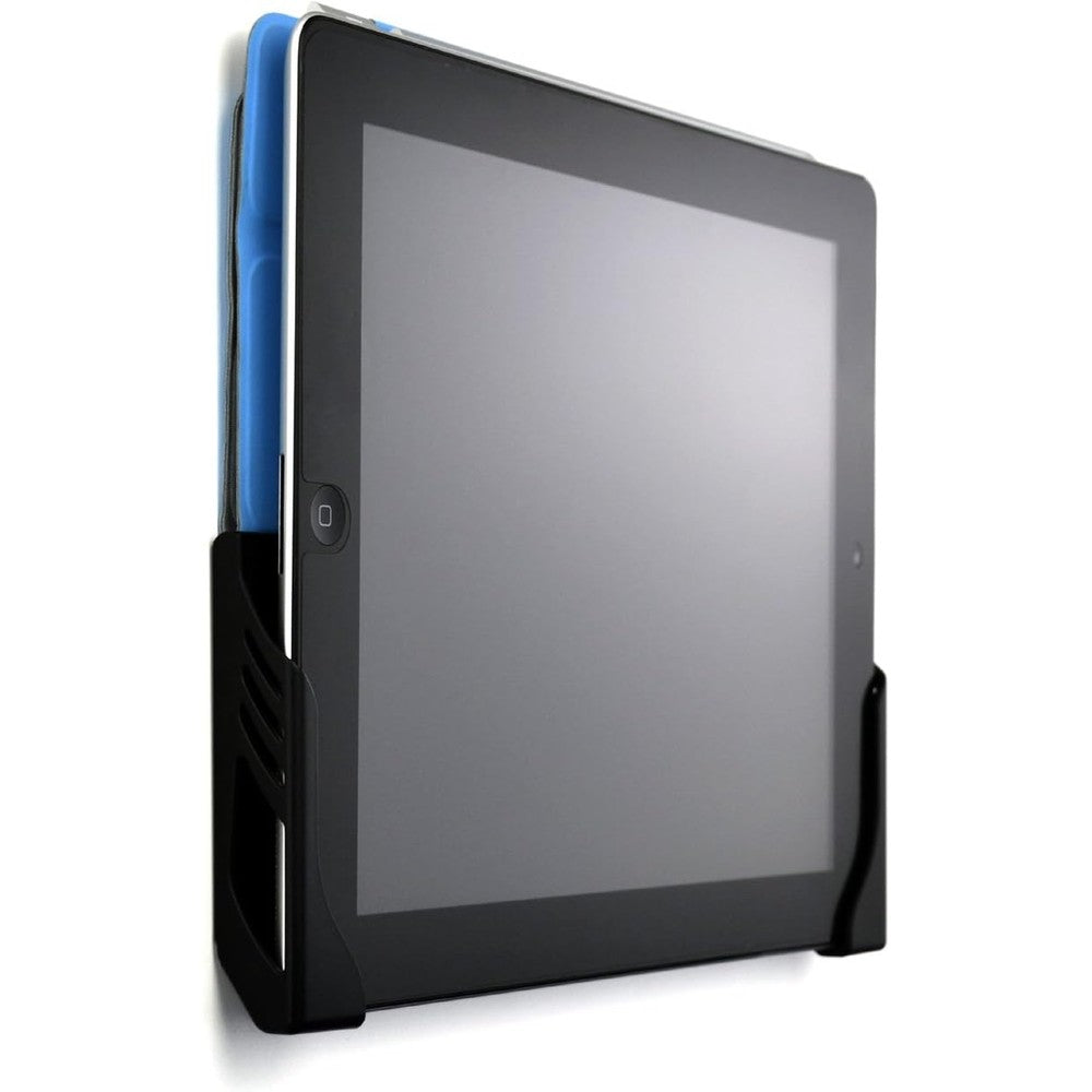 Dockem Koala tablet wall mount dock front view in black ABS plastic