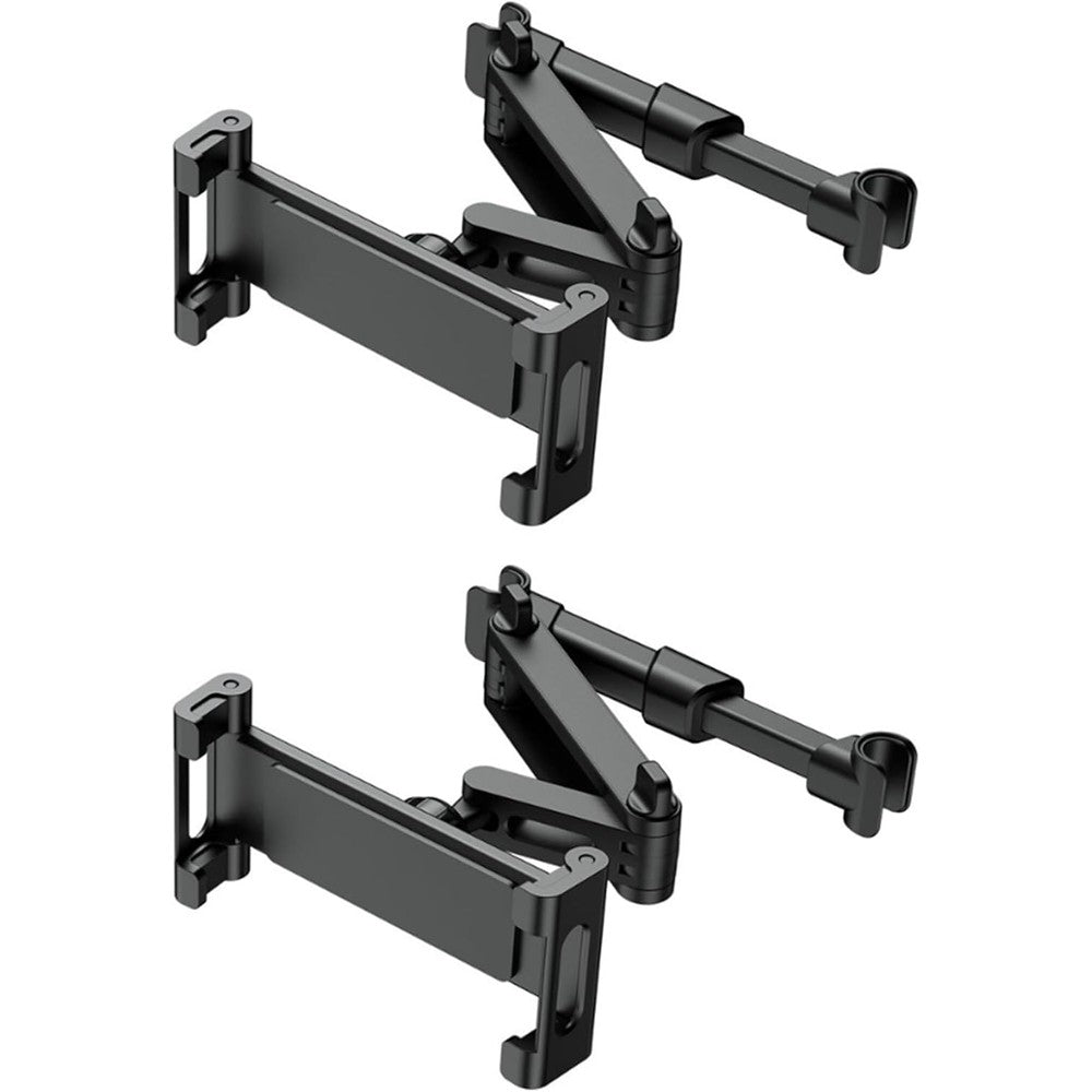 Buinblu tablet holder for car headrest front view displaying the adjustable mounting bracket