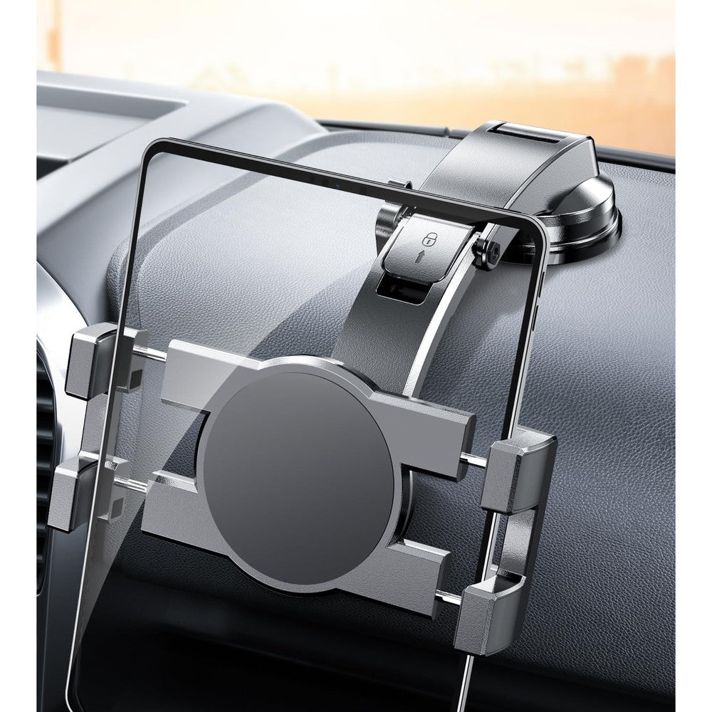 eSamcore iPad holder for car dashboard front view holding a tablet securely.